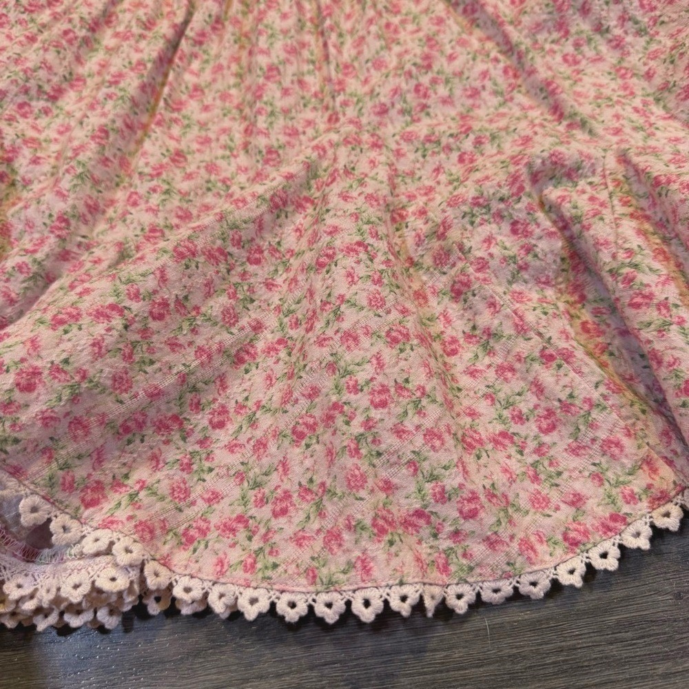 Show Me Your Mumu Charm Mini Skirt Pink Cotton Floral Lace Trim Womens M - Picture 7 of 15